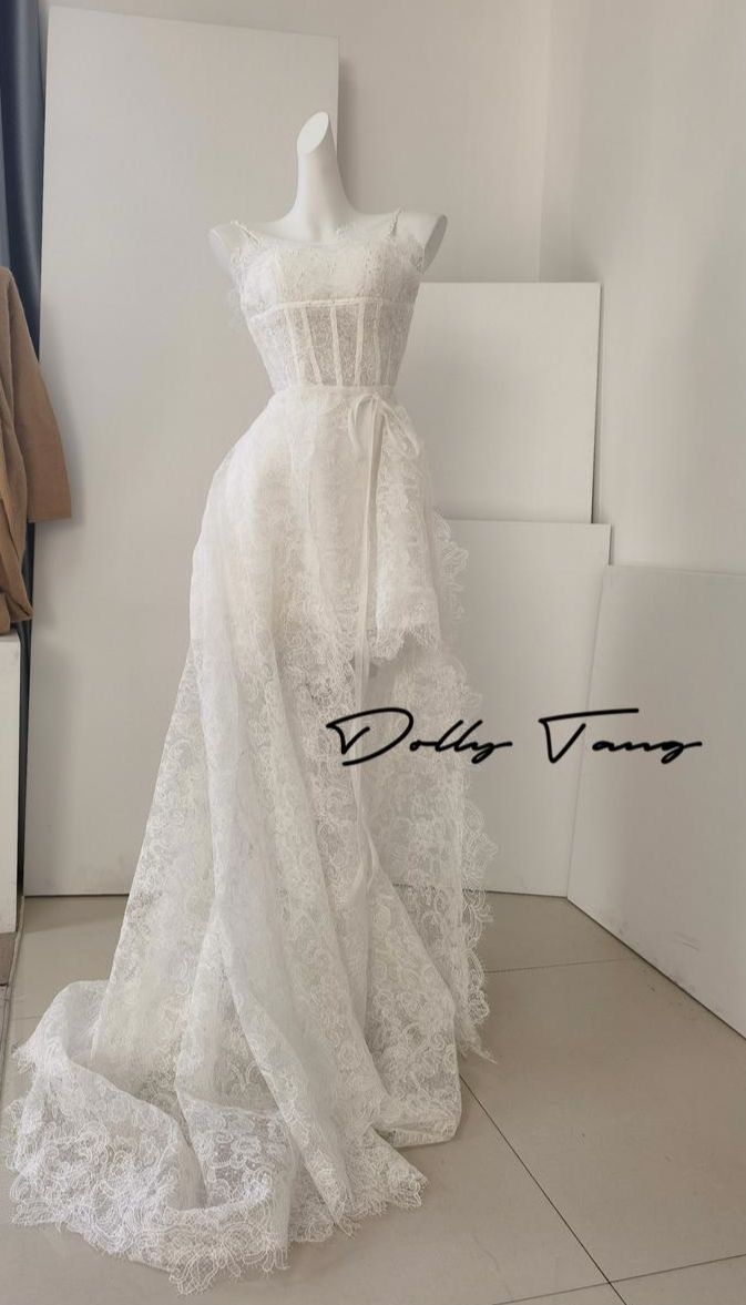 DOLLY Elegant White Sleeveless Short Party bridal Dress-LANCEY