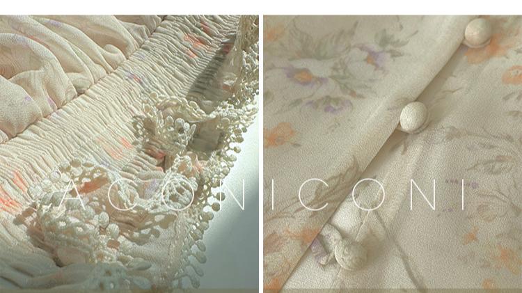 Aconiconi Elegant V-Neck Palace Sleeve Short layered  Dress-Lanshan Qimeng