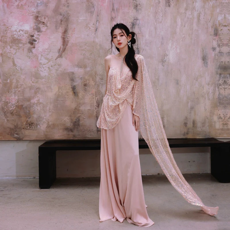 pink luxury dress Luxury Designer Pink Mermaid Evening Dress with Big Bow LA73061 Pink / 2