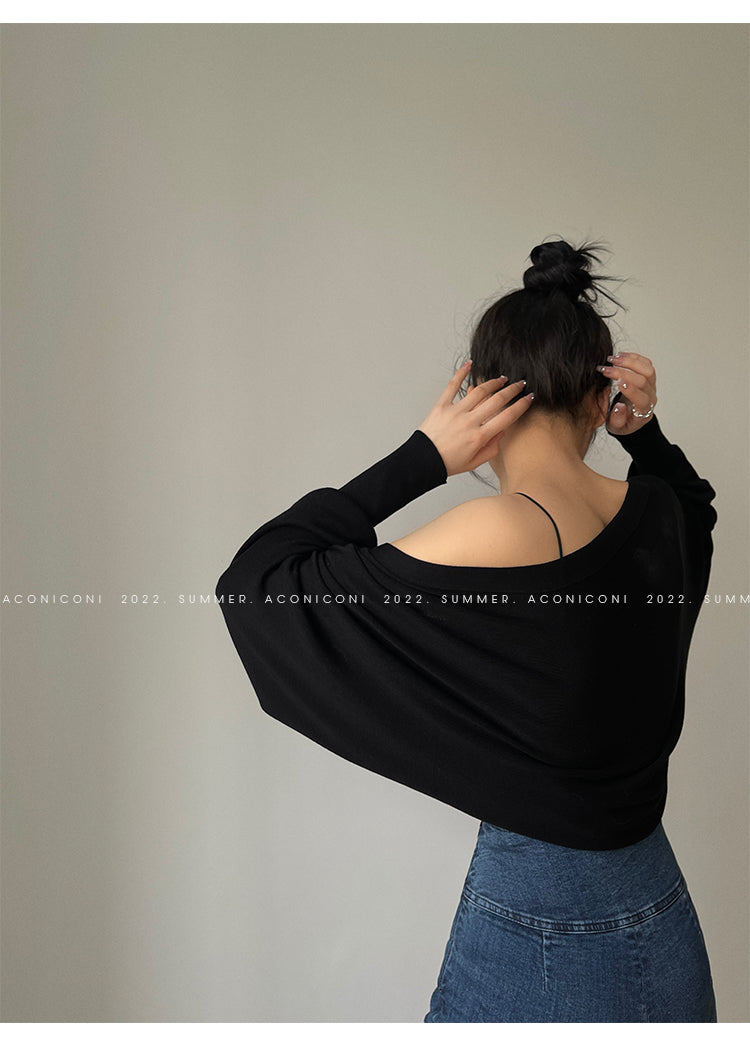 Aconiconi Elegant Bat Style Long Sleeve Chic Versatile Cardigan-Jessica (vvv)