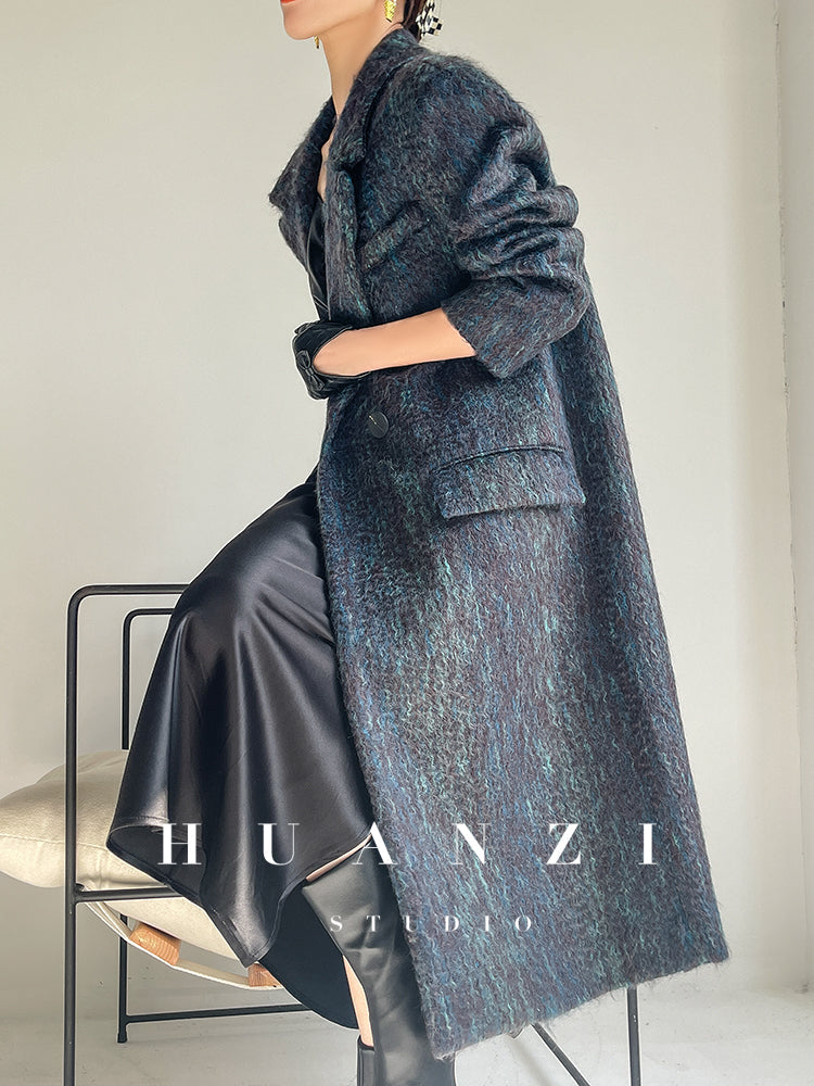 Huanzi custom dyed couture mohair water ripple wool cautumn and winter coat - Kendu