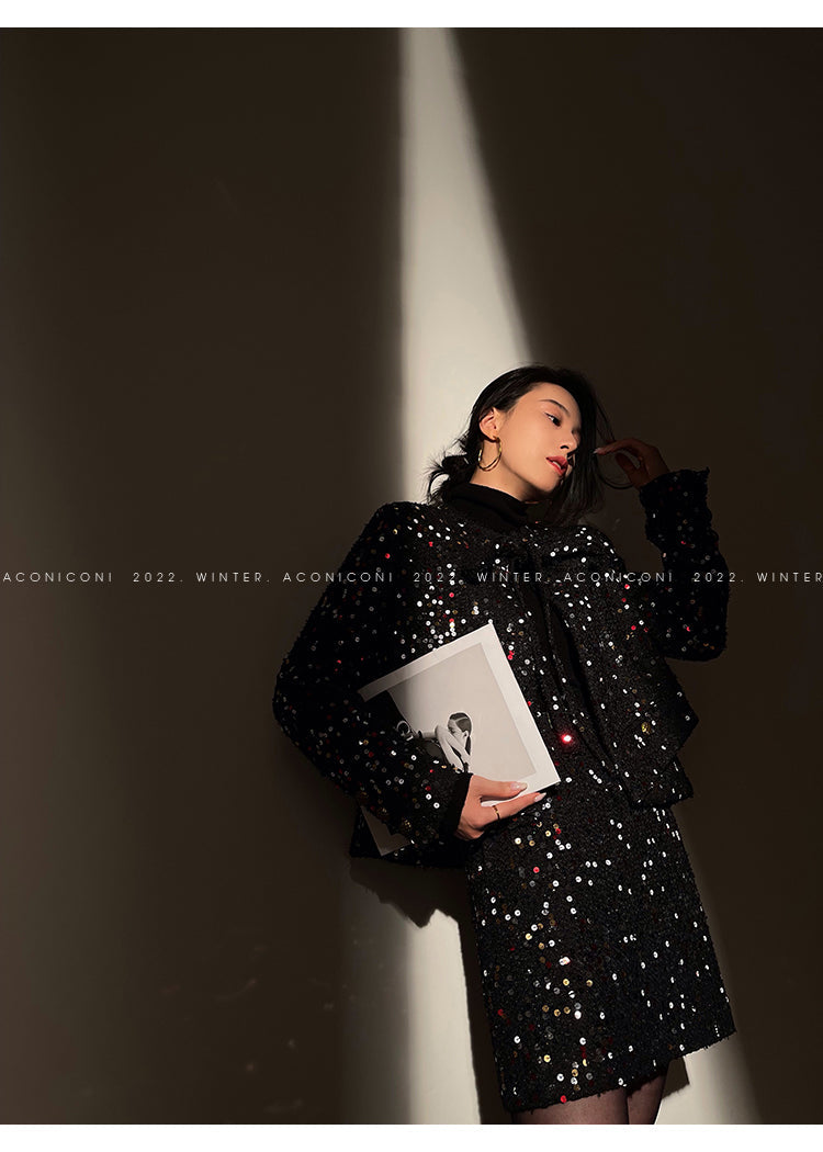 Aconiconi| bright autumn and winter elegant design jacket Skirt - Rose tea