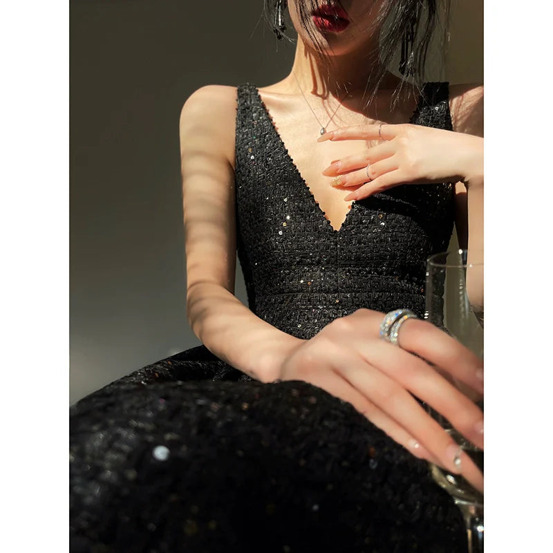 Aconiconi Tweed Sequins Fragrance Dress Skirt Loose Blazer Skirt