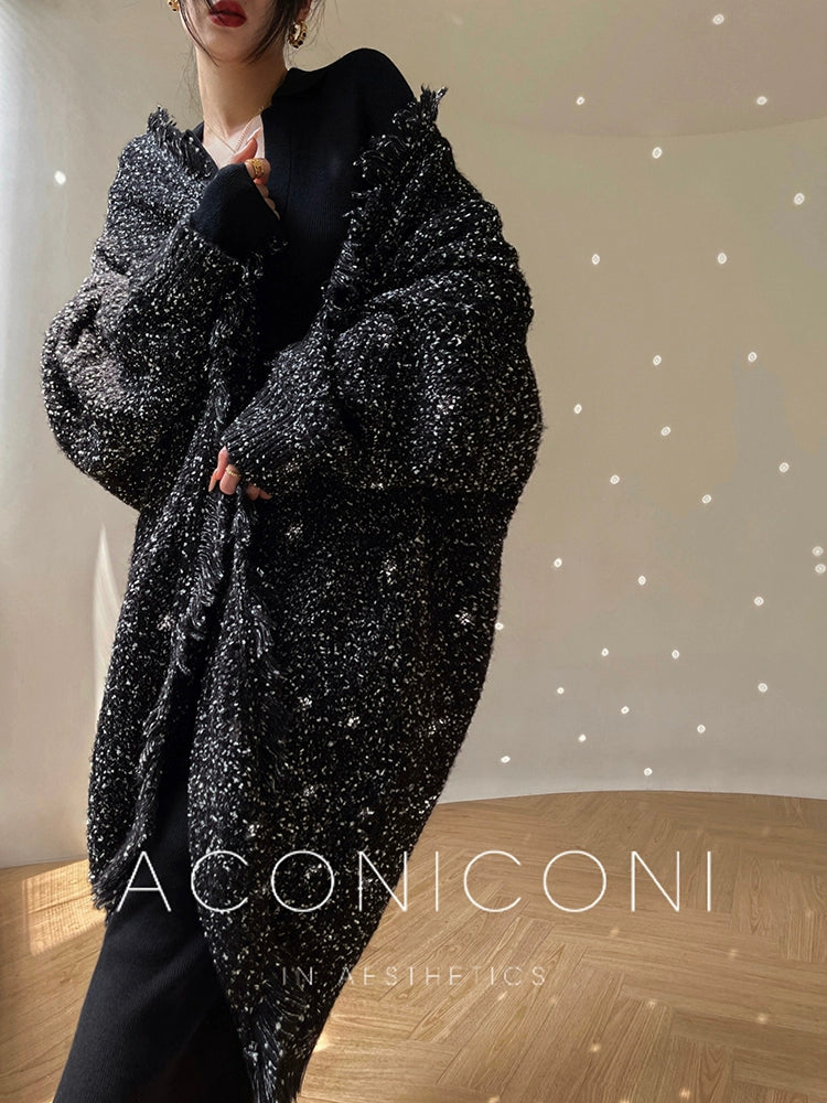Aconiconi| luxury lounge wear Vintage two-piece loose jacket woven fringed mop trousers -Hoshino Evening