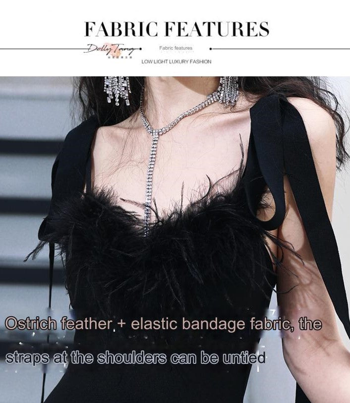 DOLLY Elegant Black French Style Body Shape Suspender Dinner Dress-LENA (V)