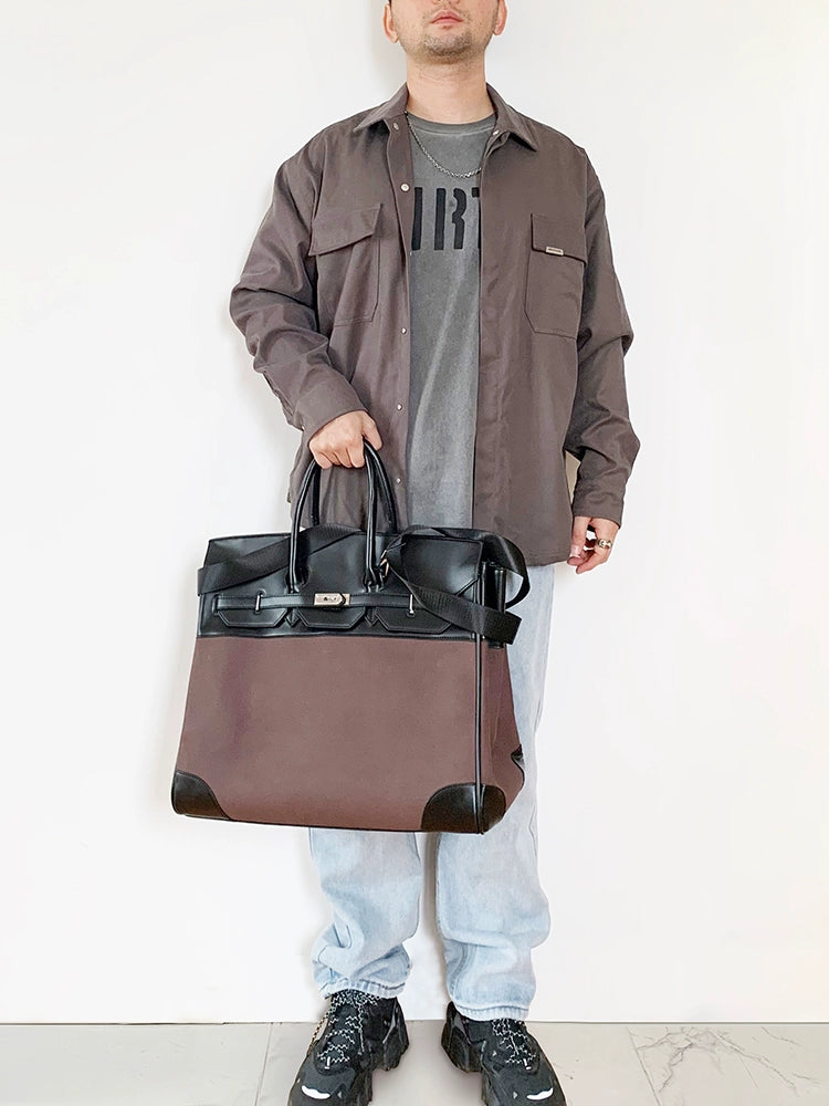 Vintage old money style inspired platinum bag men's large travel canvas weekender bag