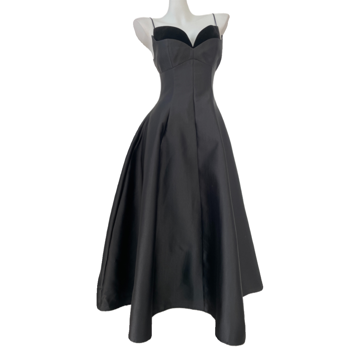 DOLLY Elegant Black French Style V-Neck High Waist A-line Suspender Date Dress-NECHE (V)