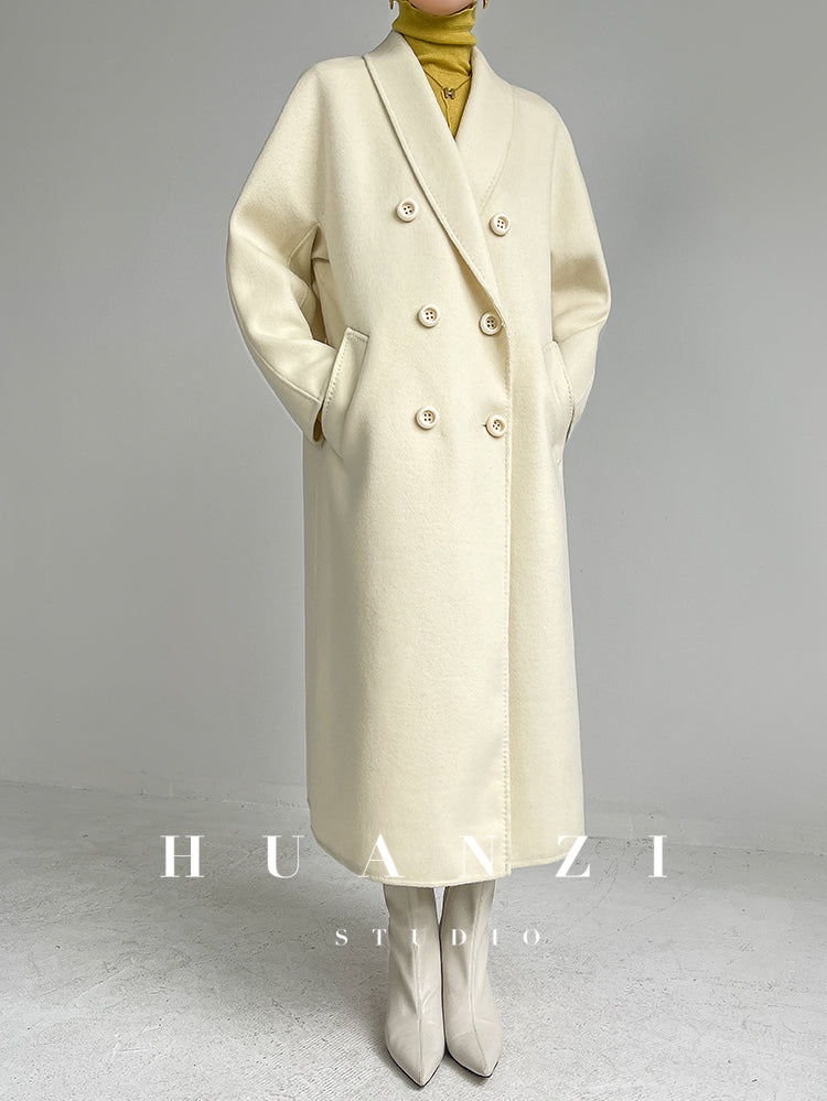 Huanzi high-end double-sided cashmere wool tweed blazer coat - Vellor