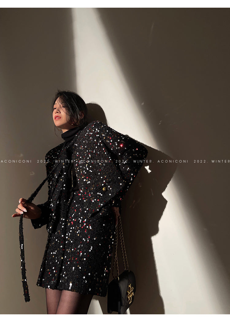 Aconiconi| bright autumn and winter elegant design jacket Skirt - Rose tea