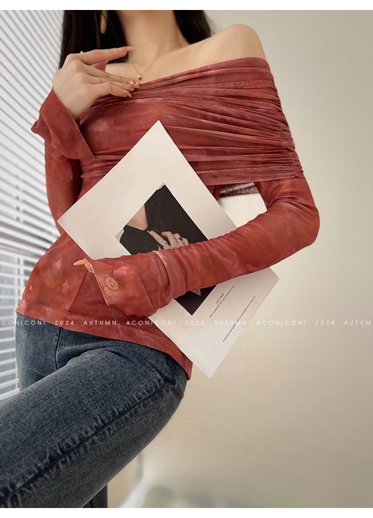 Aconiconi Luxury maxi fish Skirt Off shoulder top - Amber Sweet Tea