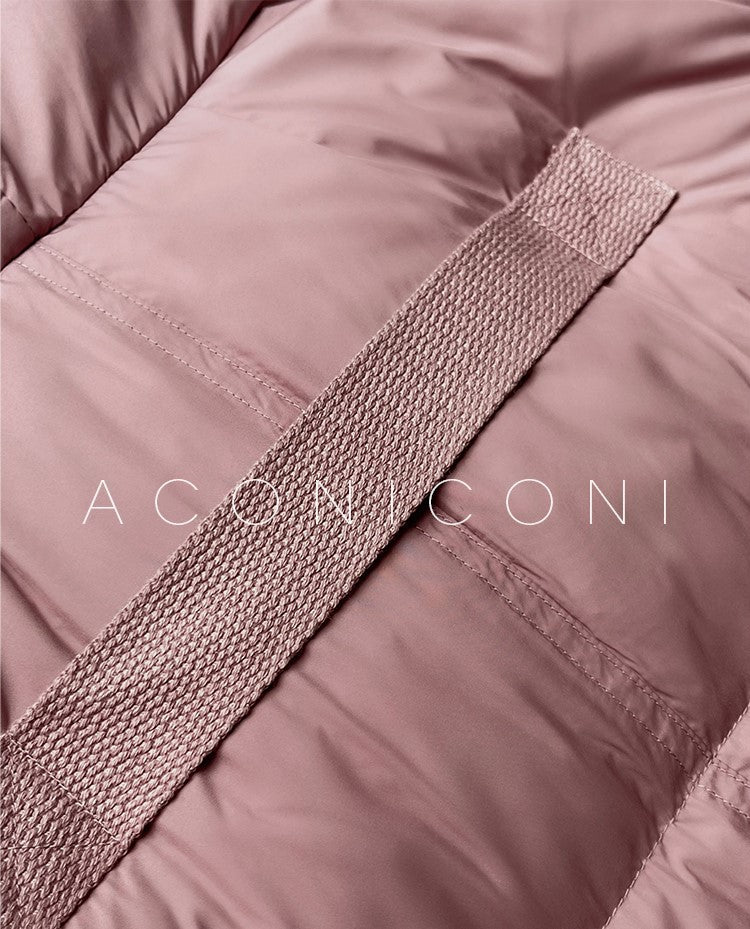 Aconiconi Luxury Purple Duck Down Hooded Loose Thick Warm Winter Coat- Dreamberry Cheese