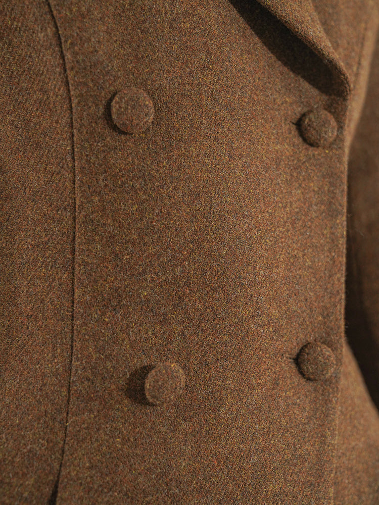 Huanzi worsted wool high-end vintage British women's autumn winter blazer - Tiwe