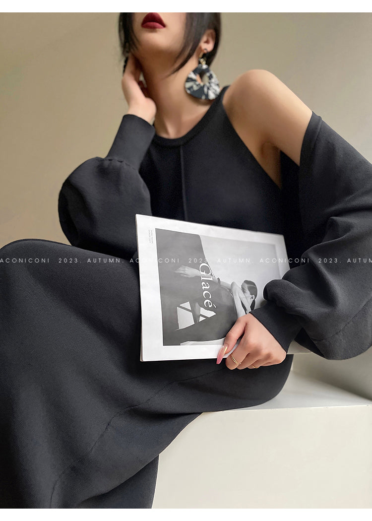 Aconiconi| Knitted dress suit + classic shawl versatile cardigan - Paris