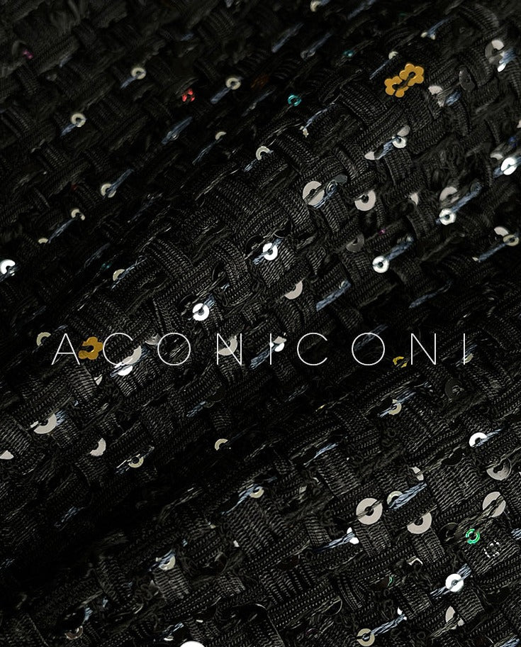 Aconiconi Tweed Sequins Fragrance Dress Skirt Loose Blazer Skirt