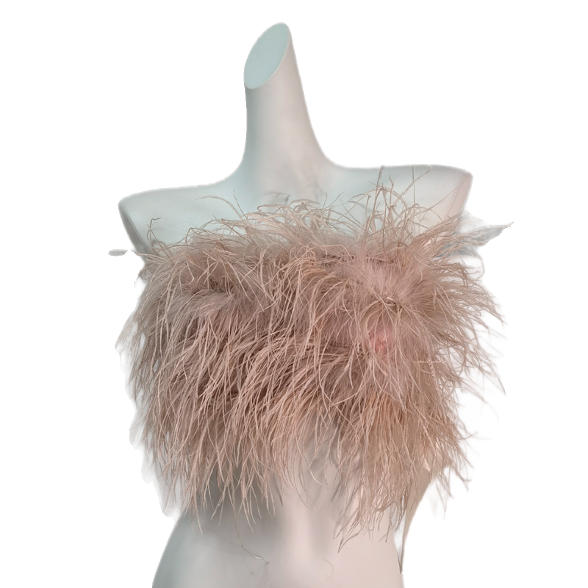 DOLLY Elegant Pink Fluffy Ostrich Feather Chic Tube Top-EMMA