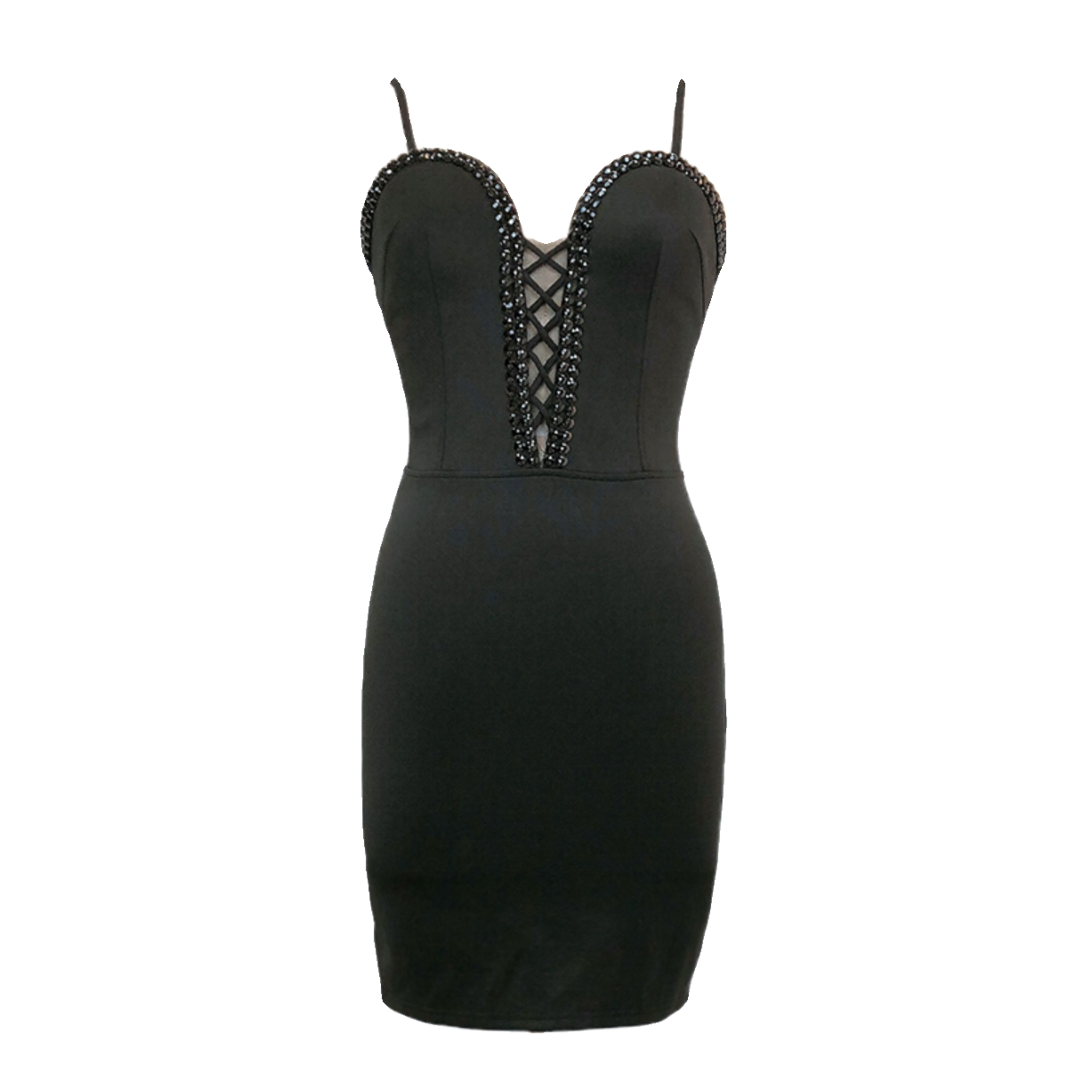 DOLLY Elegant Retro Black V-Neck Sleeveless High Waist Ribbon Cocktail Dress-BAMBI (V)