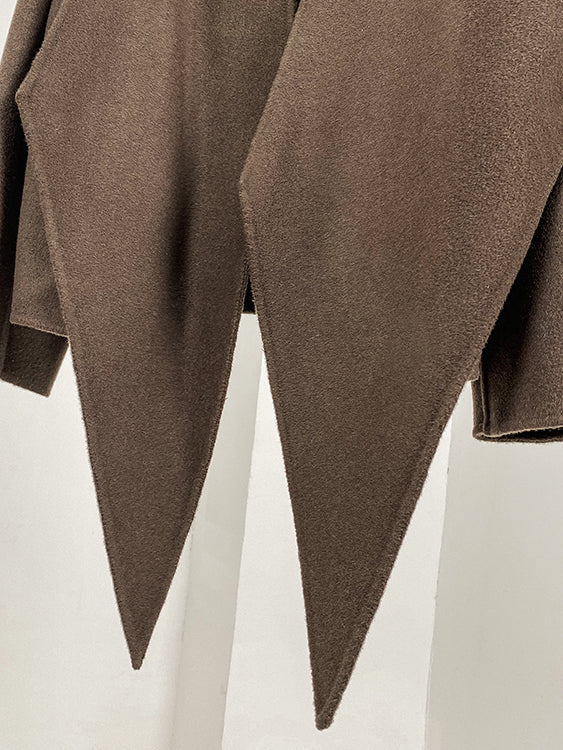 Huanzi wool tweed autumn winter short cashmere double-sided coat - Talfy