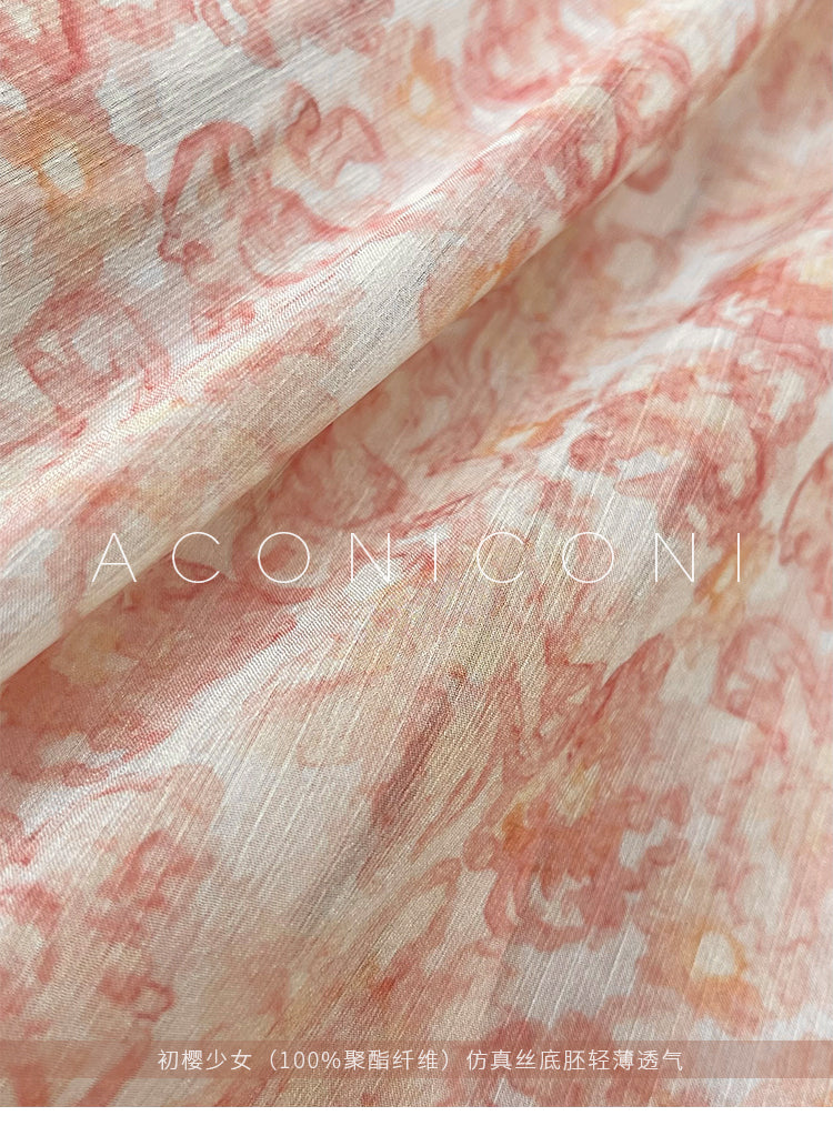 Aconiconi| halter-neck summer broken flowers vacation holiday style fairy dress - cherry blossom