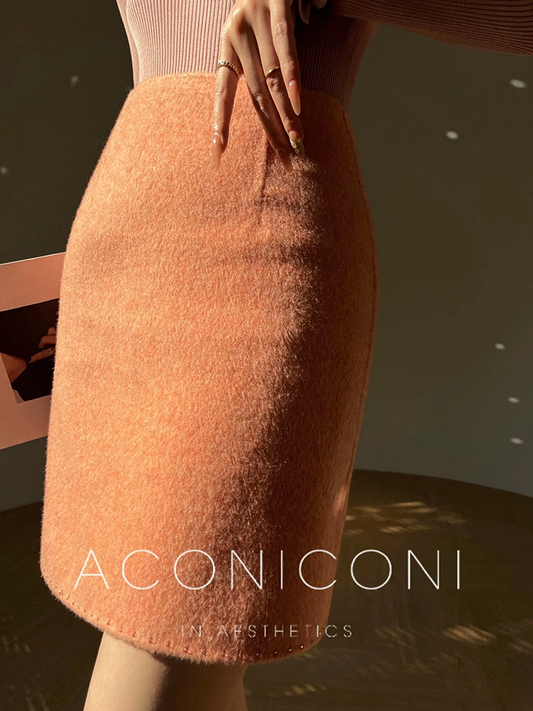 Aconiconi autumn winter Twilight wool double-sided cape coat French shawl skirt - Sea Night