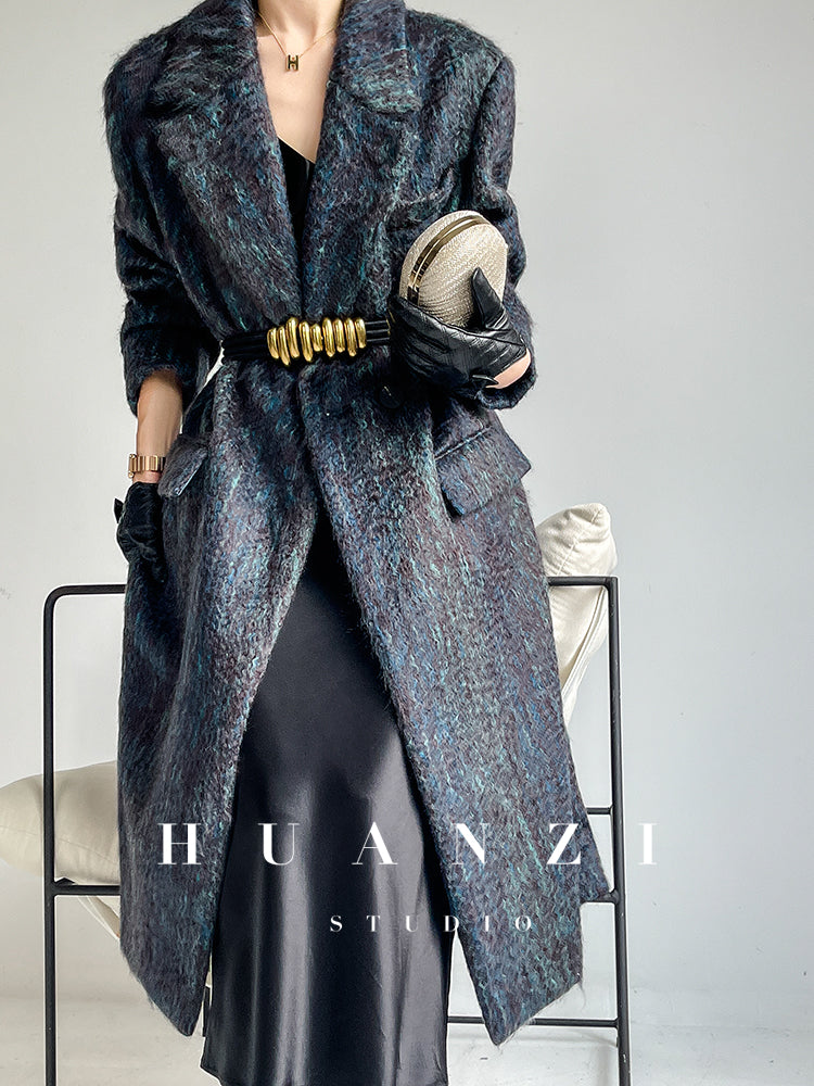 Huanzi custom dyed couture mohair water ripple wool cautumn and winter coat - Kendu
