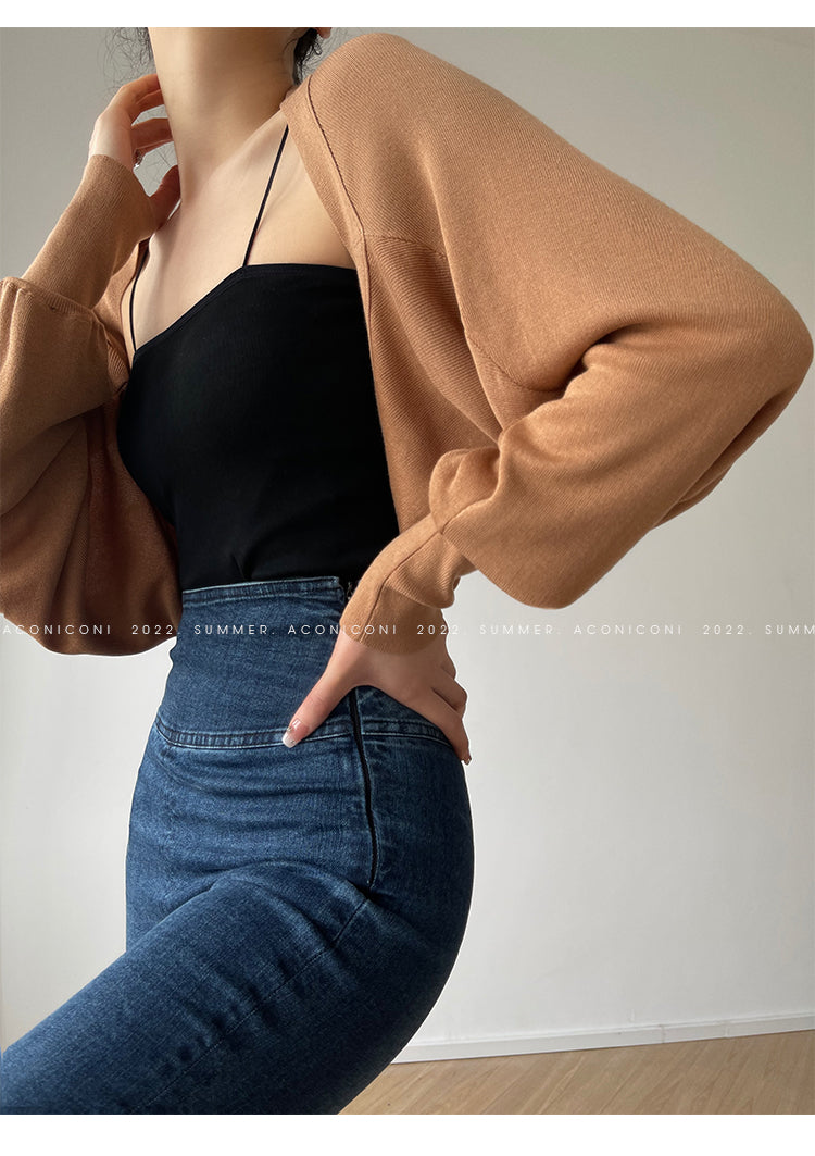 Aconiconi Elegant Bat Style Long Sleeve Chic Versatile Cardigan-Jessica (vvv)
