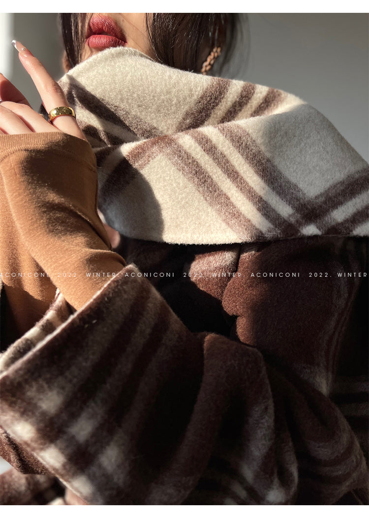 Aconiconi| Double-sided tweed plaid winter coat jacket - Poems of the North Island