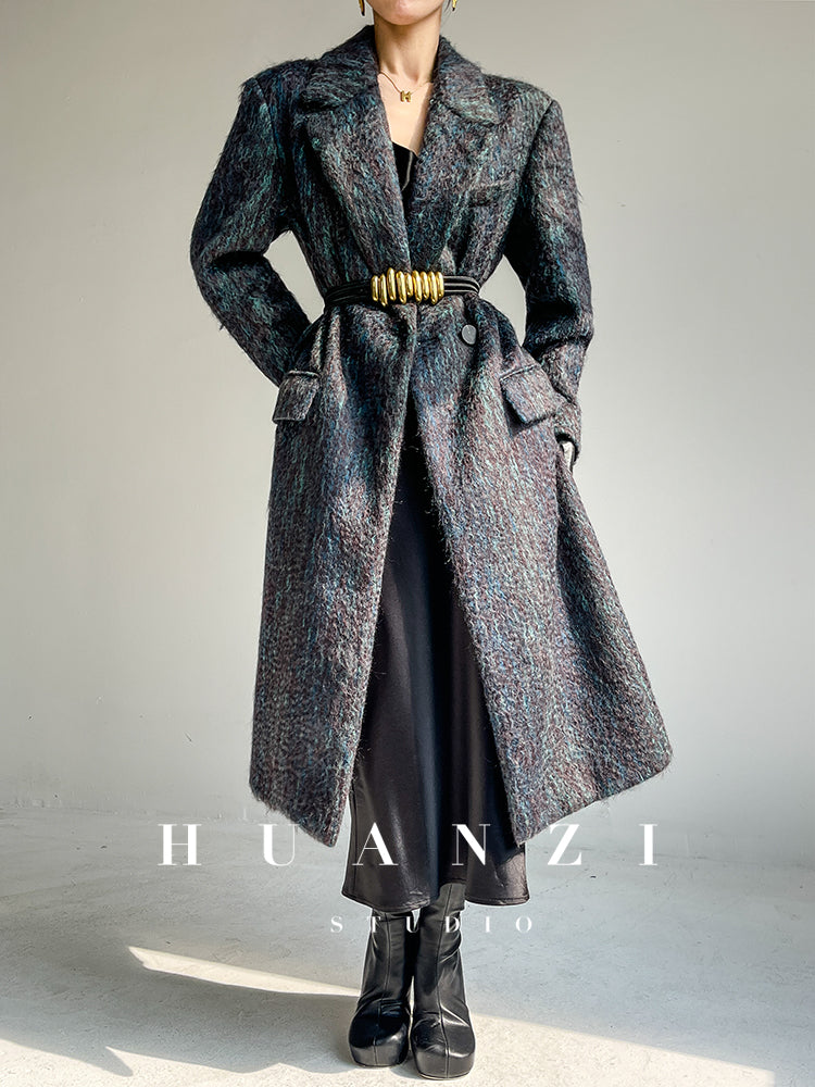 Huanzi custom dyed couture mohair water ripple wool cautumn and winter coat - Kendu