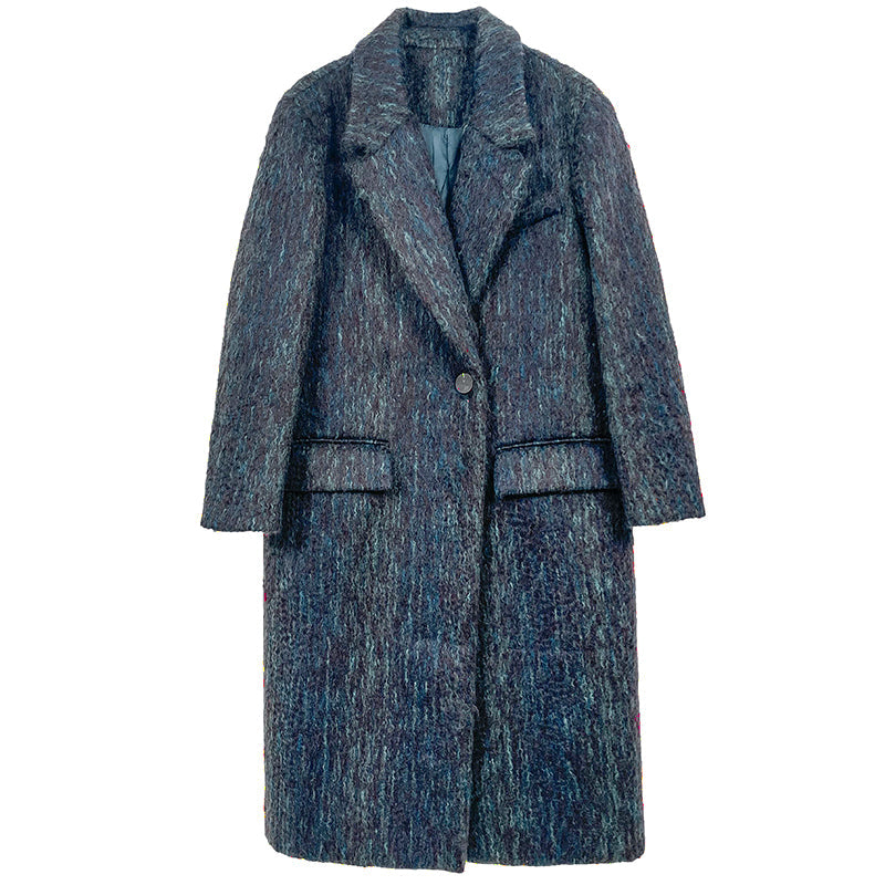Huanzi custom dyed couture mohair water ripple wool cautumn and winter coat - Kendu