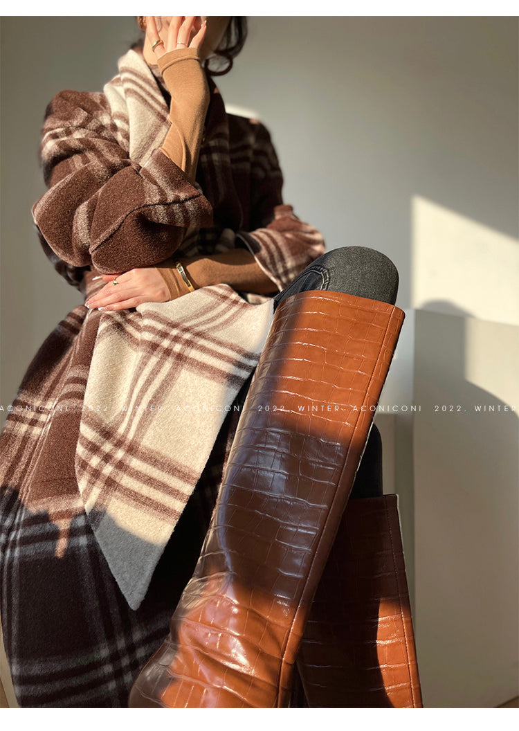Aconiconi| Double-sided tweed plaid winter coat jacket - Poems of the North Island