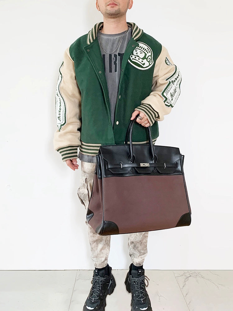 Vintage old money style inspired platinum bag men's large travel canvas weekender bag