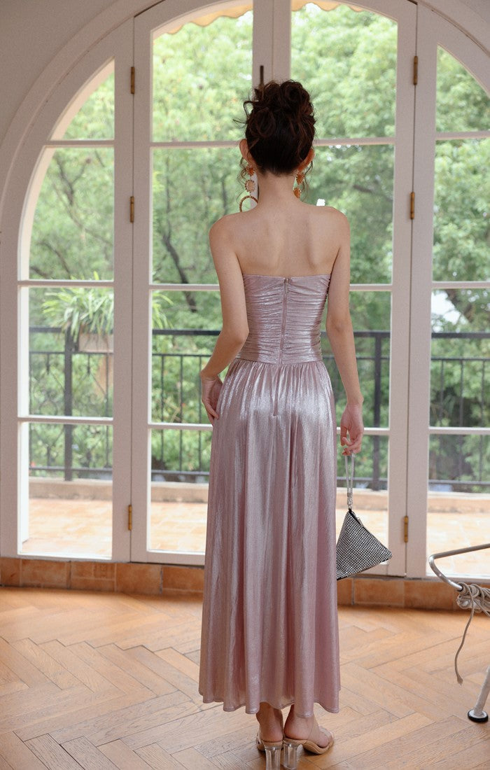 DOLLY Luxury Sleeveless Skin Revealing Tube Top Hollow Birthday Dress-MIA
