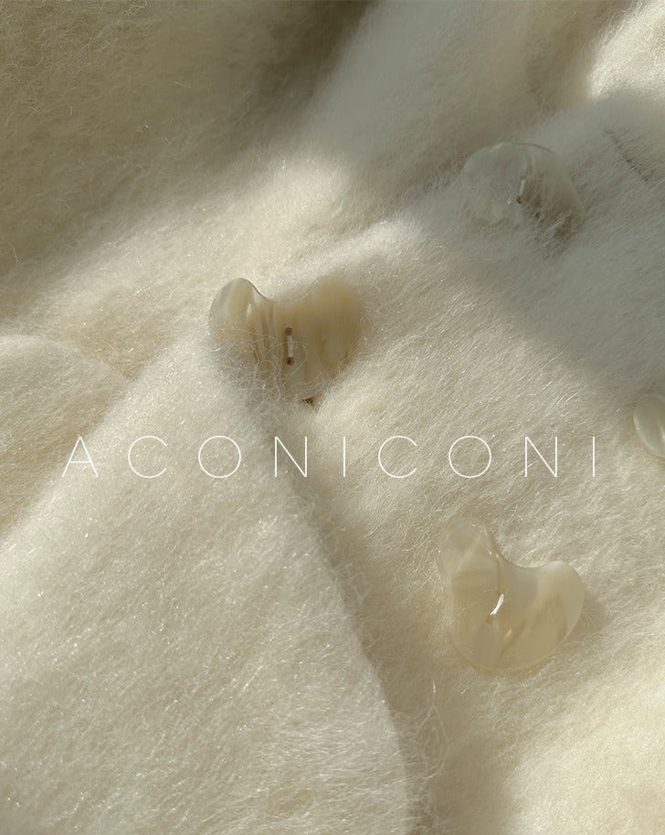 Aconiconi|Thick korean white winter Long Wool Coat - Ting Tea