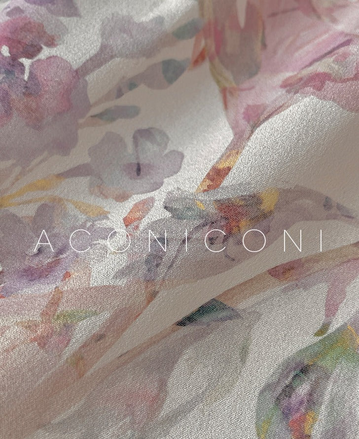 Aconiconi| High end designer printed top shirt + A-line skirt suit - Hyacinth