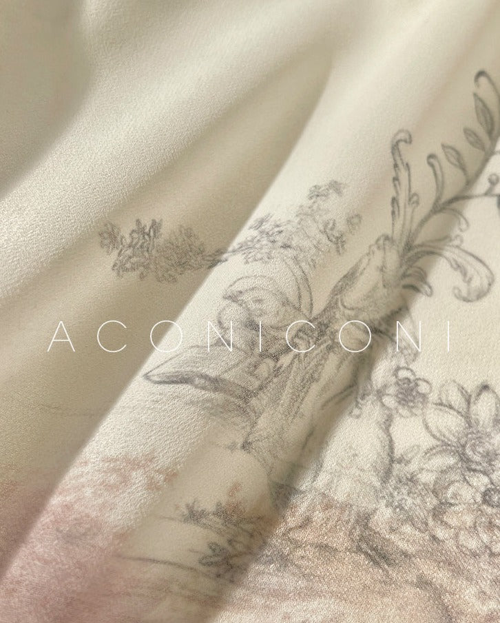 Aconiconi French puff short-sleeved shirt, tank layered printed skirt -  Kono's love letter