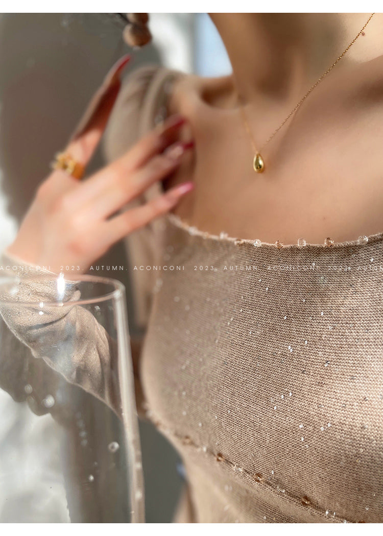 Aconiconi| Mermaid minimal sequin knitted sweater dress - Cace