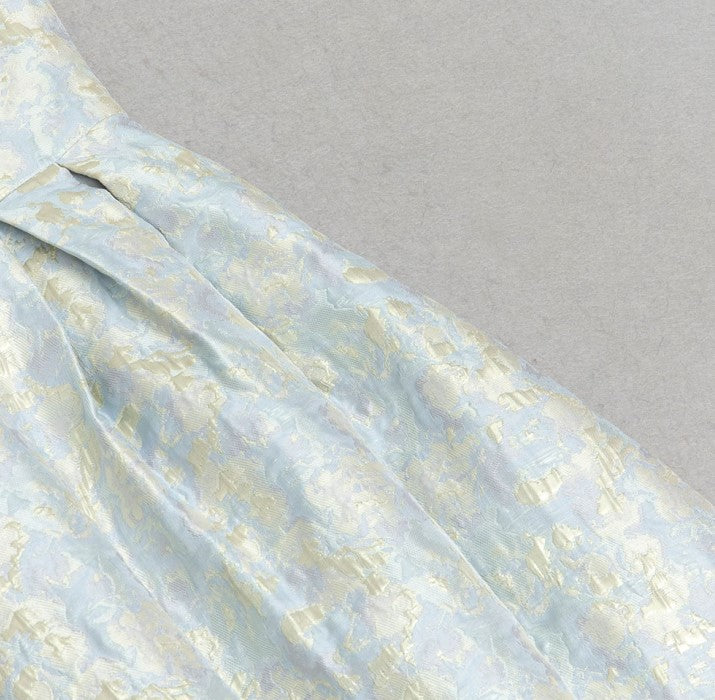 DOLLY Elegant Light Blue French High Waist Long A-Line jacquard Dress- Piere
