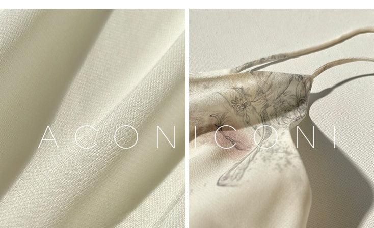 Aconiconi French puff short-sleeved shirt, tank layered printed skirt -  Kono's love letter