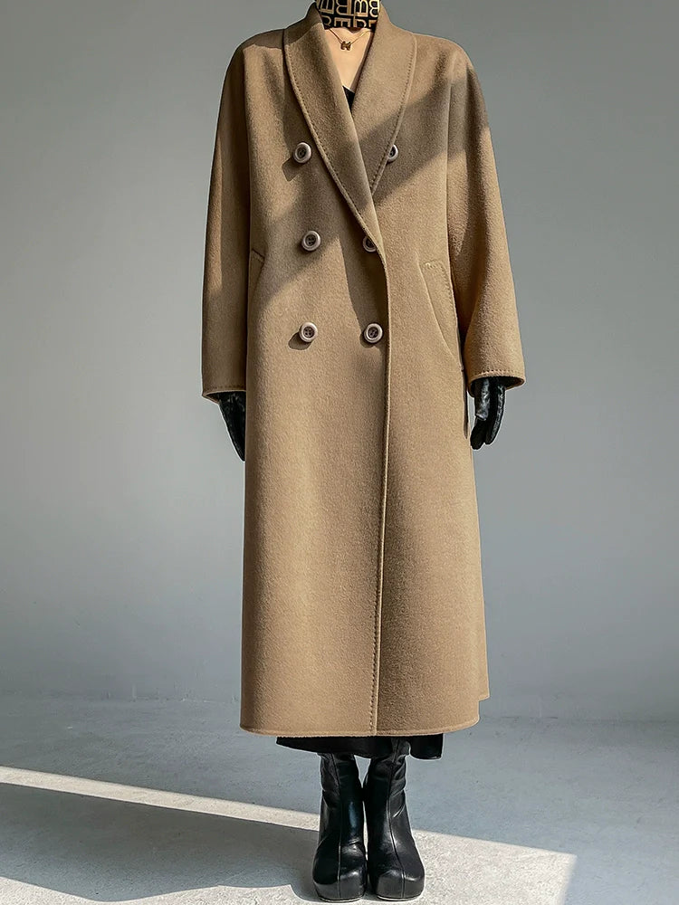 Huanzi high-end double-sided cashmere wool tweed blazer coat - Vellor