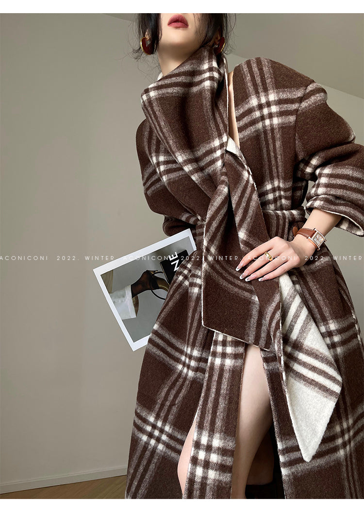Aconiconi| Double-sided tweed plaid winter coat jacket - Poems of the North Island