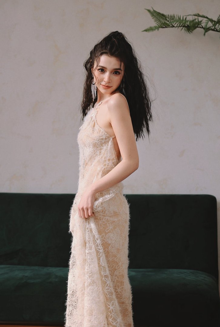DOLLY Elegant Off White Retro Halter Neck Backless holiday Dress-JADE