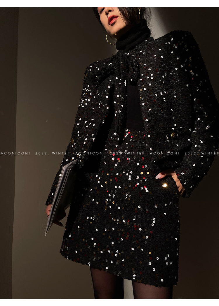 Aconiconi| bright autumn and winter elegant design jacket Skirt - Rose tea