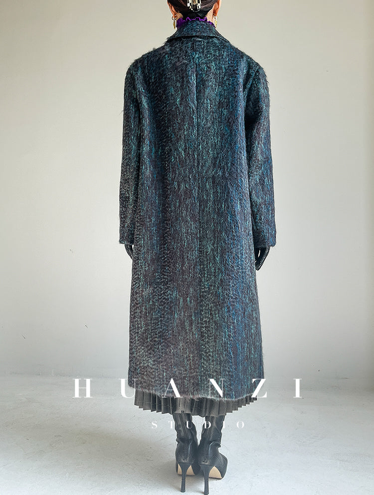 Huanzi custom dyed couture mohair water ripple wool cautumn and winter coat - Kendu