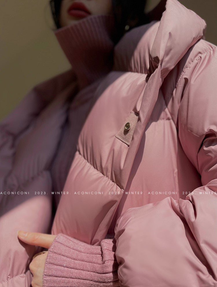 Aconiconi Luxury Purple Duck Down Hooded Loose Thick Warm Winter Coat- Dreamberry Cheese