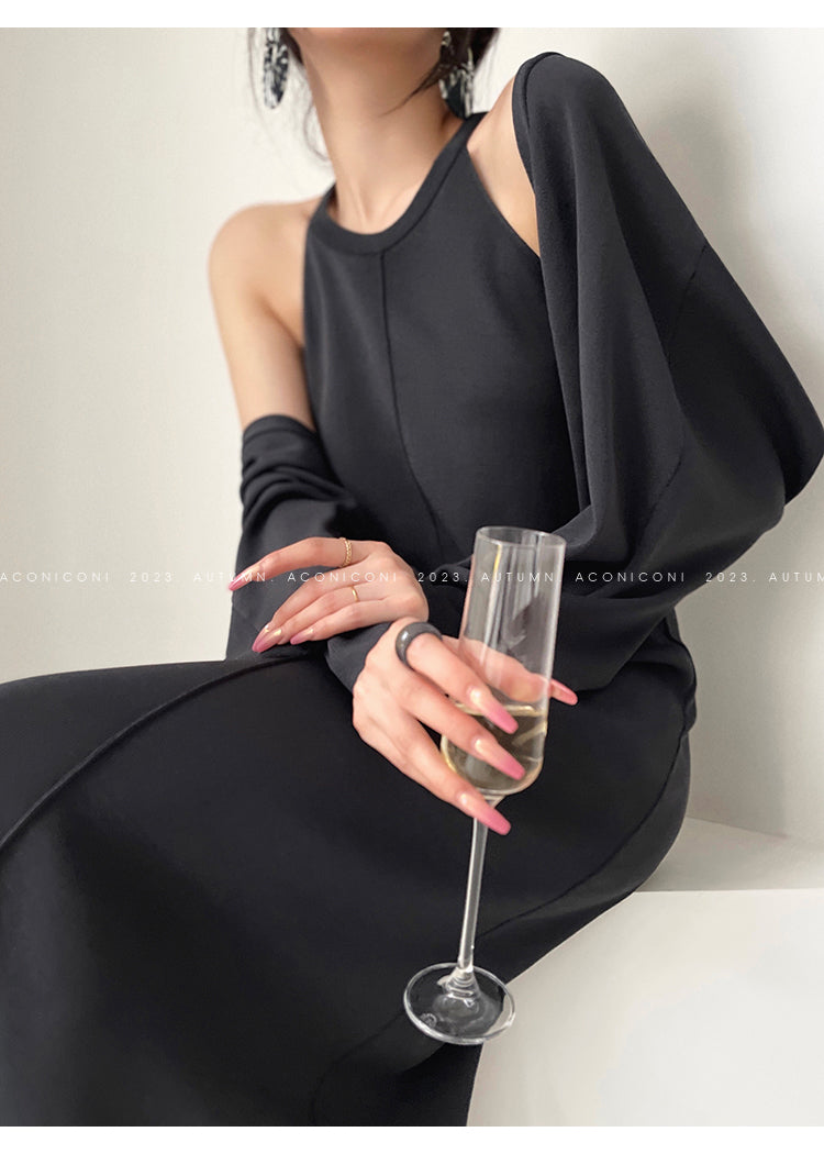Aconiconi| Knitted dress suit + classic shawl versatile cardigan - Paris
