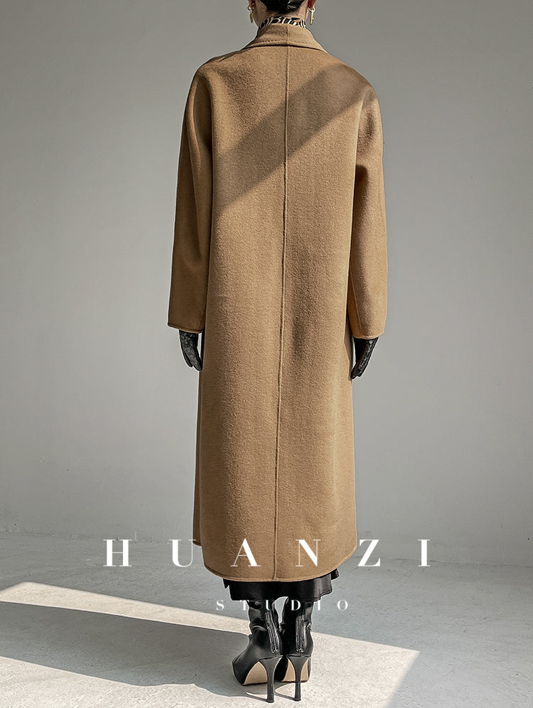 Huanzi high-end double-sided cashmere wool tweed blazer coat - Vellor