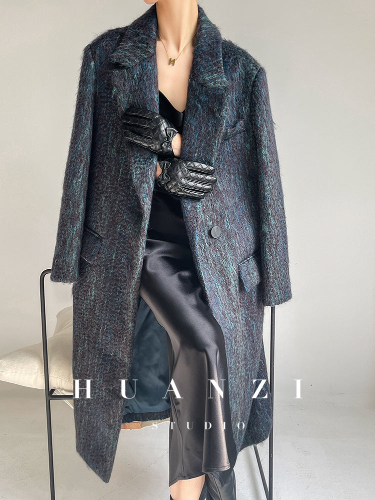 Huanzi custom dyed couture mohair water ripple wool cautumn and winter coat - Kendu
