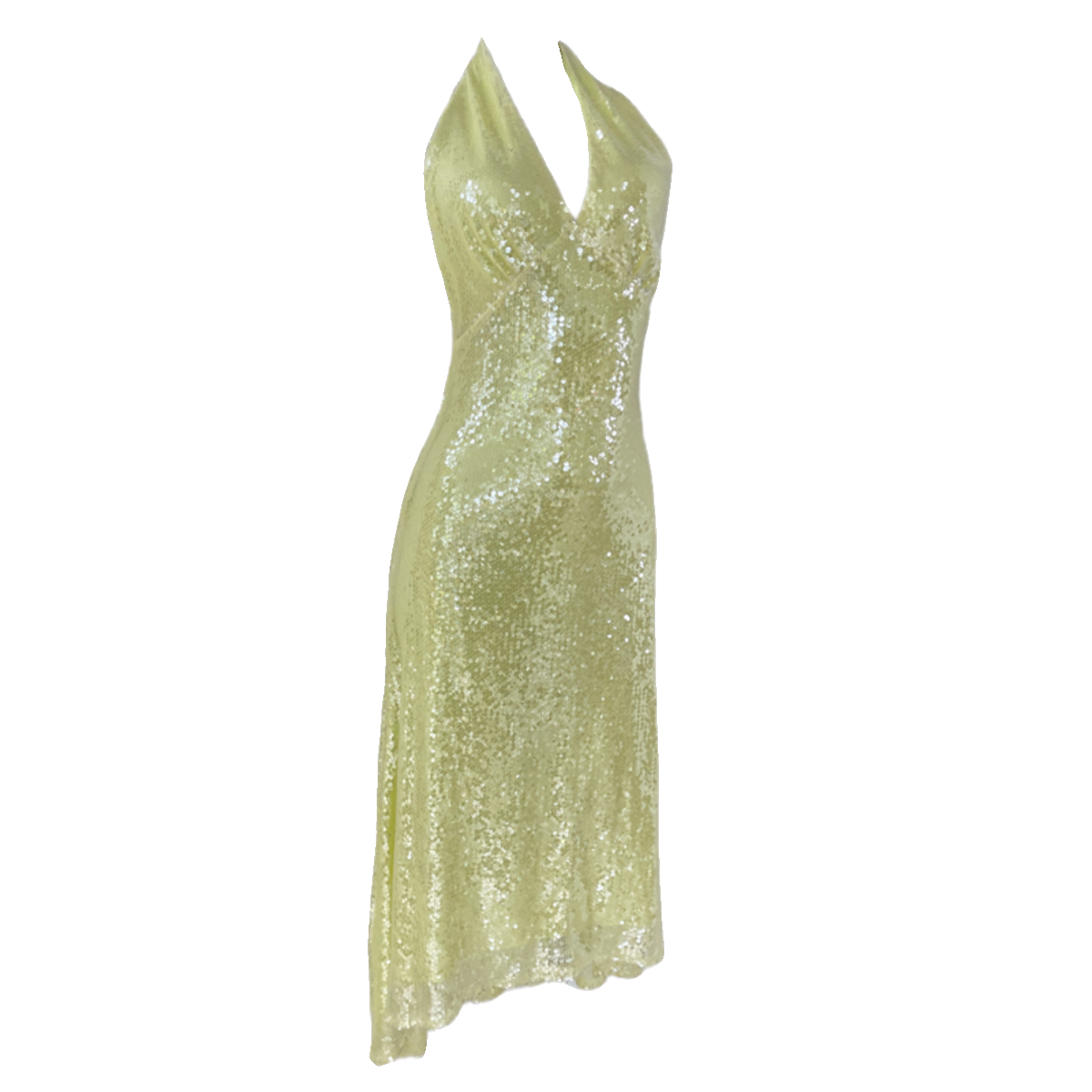 DOLLY Luxury Lemon Yellow Sequin Halter Neck Backless Short Birthday Dress-NELLIE
