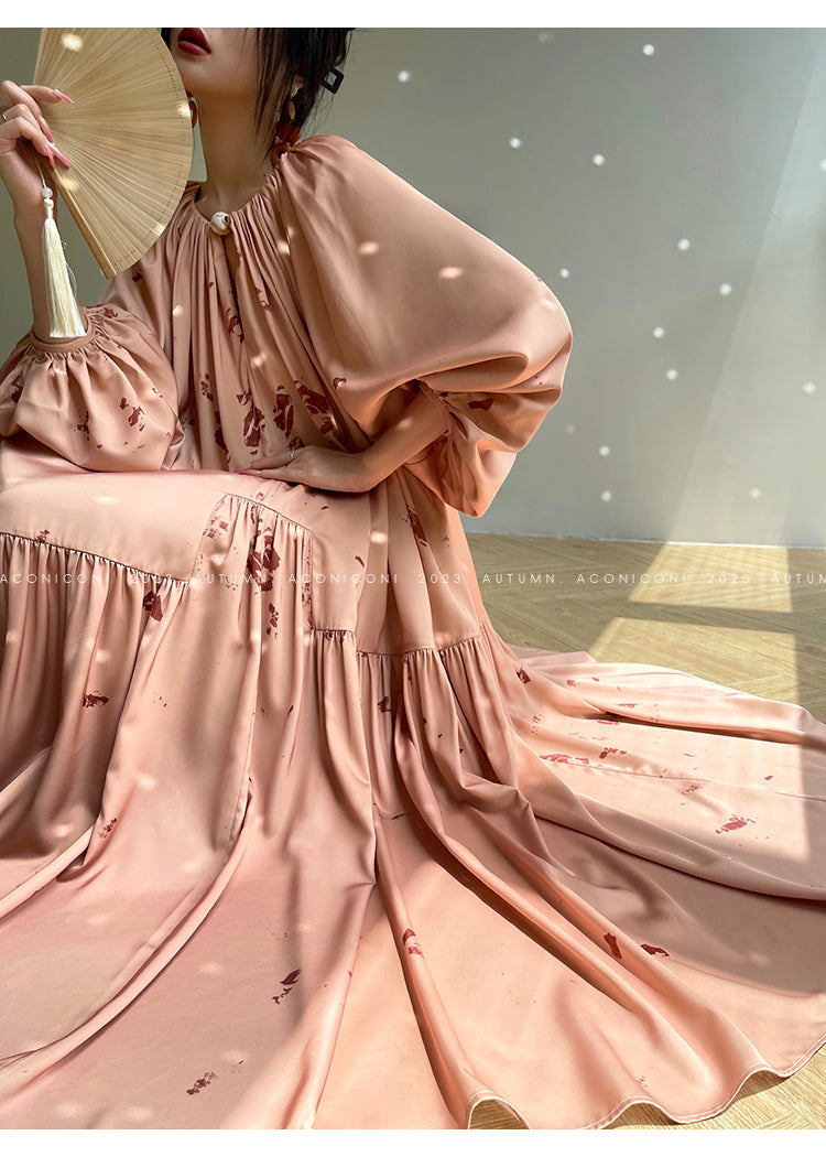 Aconiconi| Autumn Shadow French loose puff sleeve dress, skirt + top - Hefeng Autumn Shadow