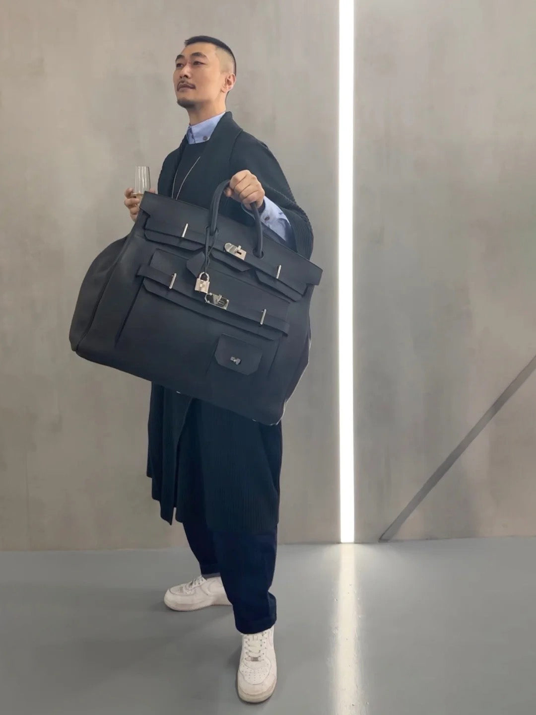 Premium Men Platinum large double pocket Tote travel weekender Bag