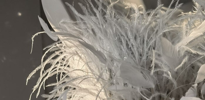 DOLLY Sliver White Feather Tube Top Long Slit Wedding Guest Dress-AGNES